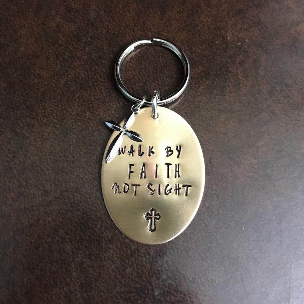 Walk by faith keychain